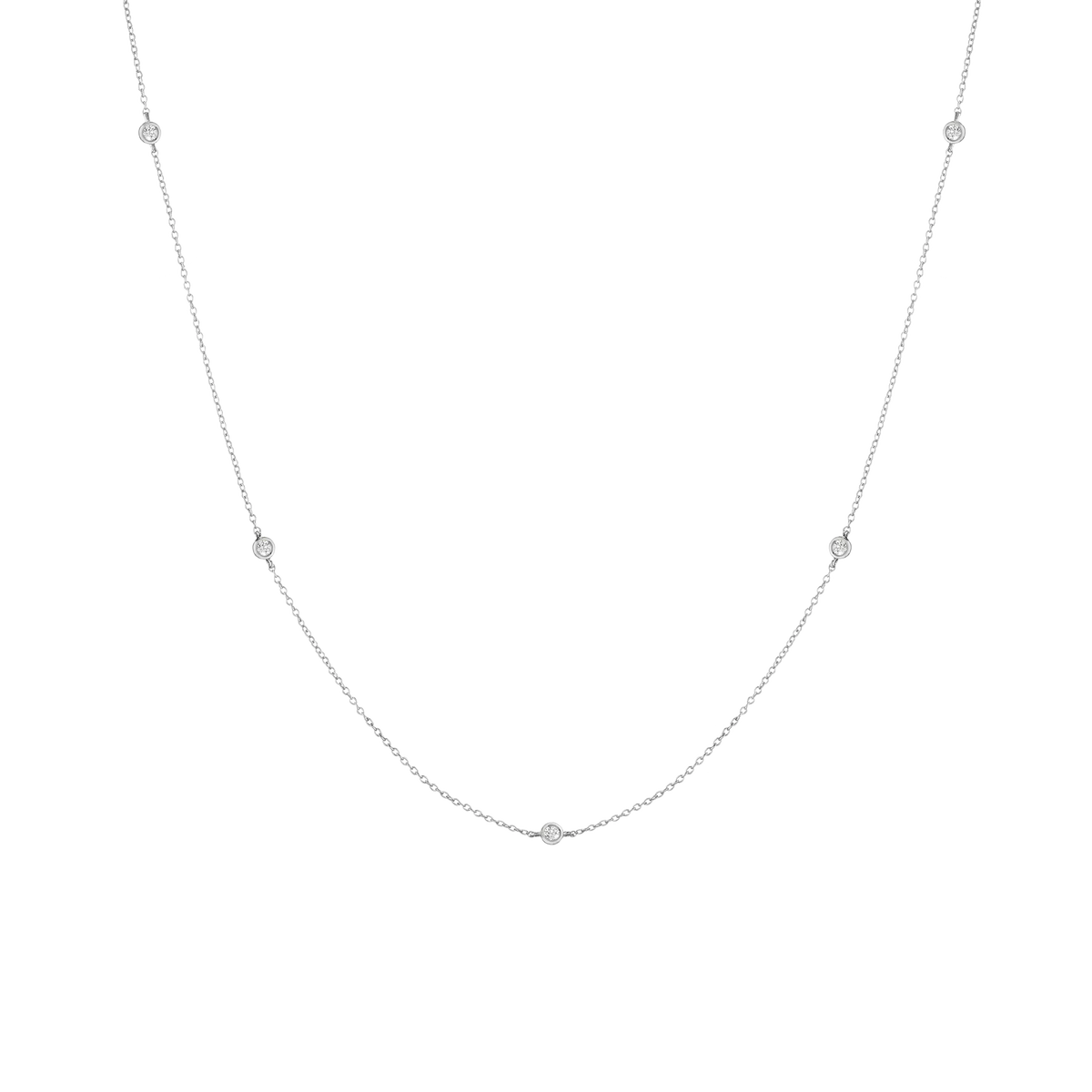 Lab Grown White Sapphire Station Necklace