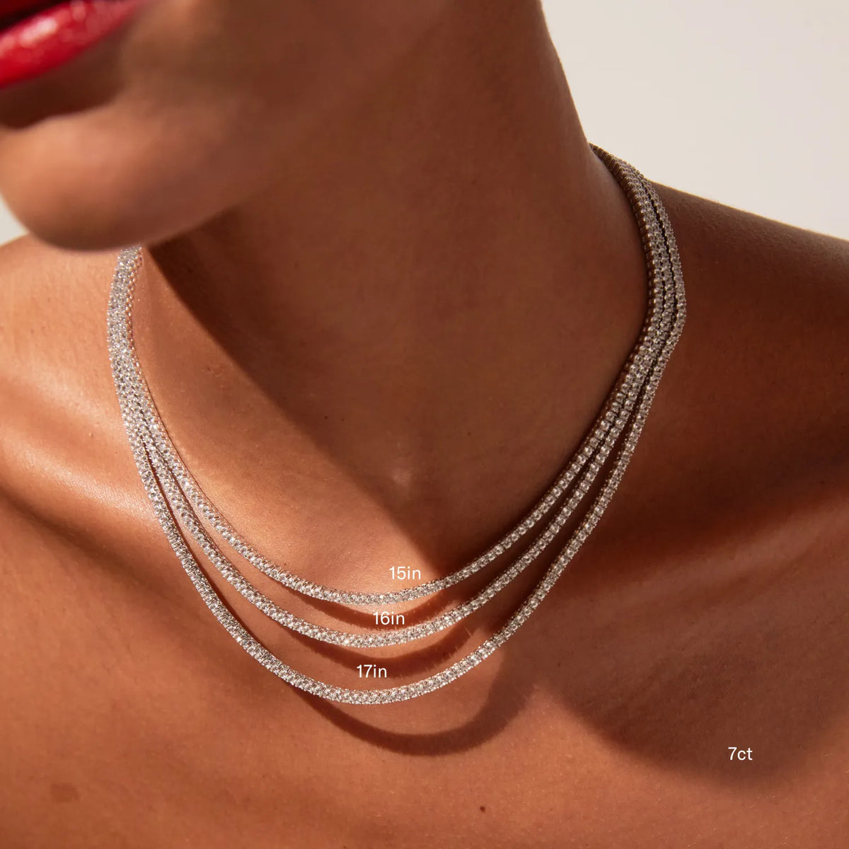 Lab Grown White Sapphire Tennis Necklace
