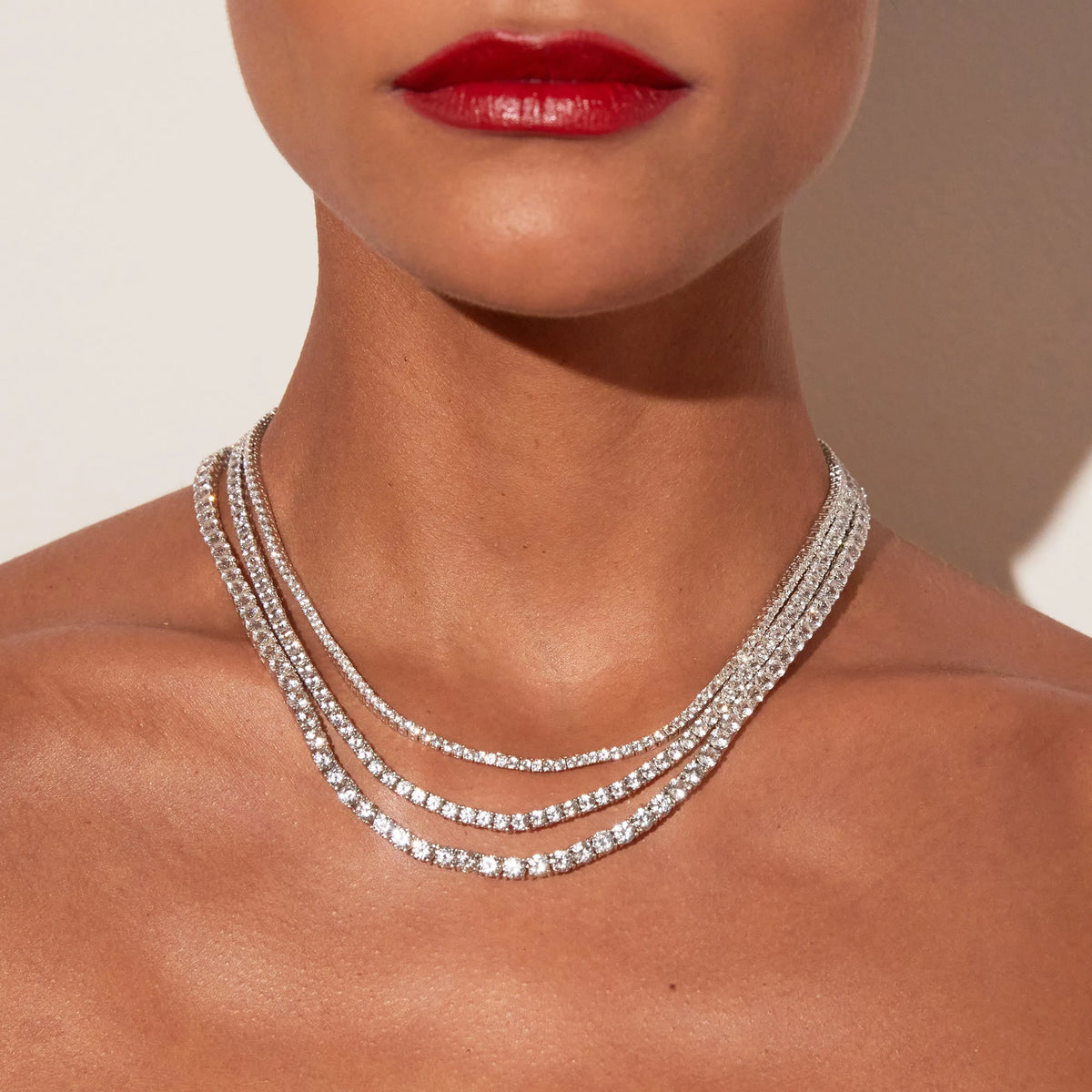 Lab Grown White Sapphire Tennis Necklace