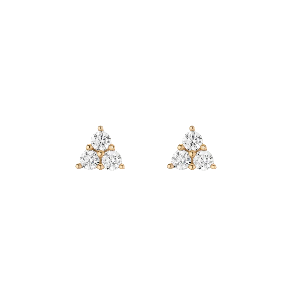 Lab Grown White Sapphire Trinity Stud Earrings