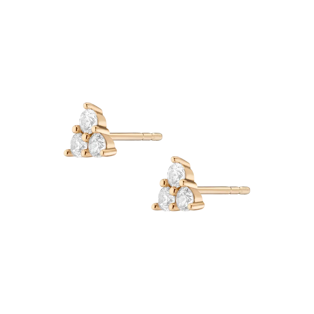Lab Grown White Sapphire Trinity Stud Earrings