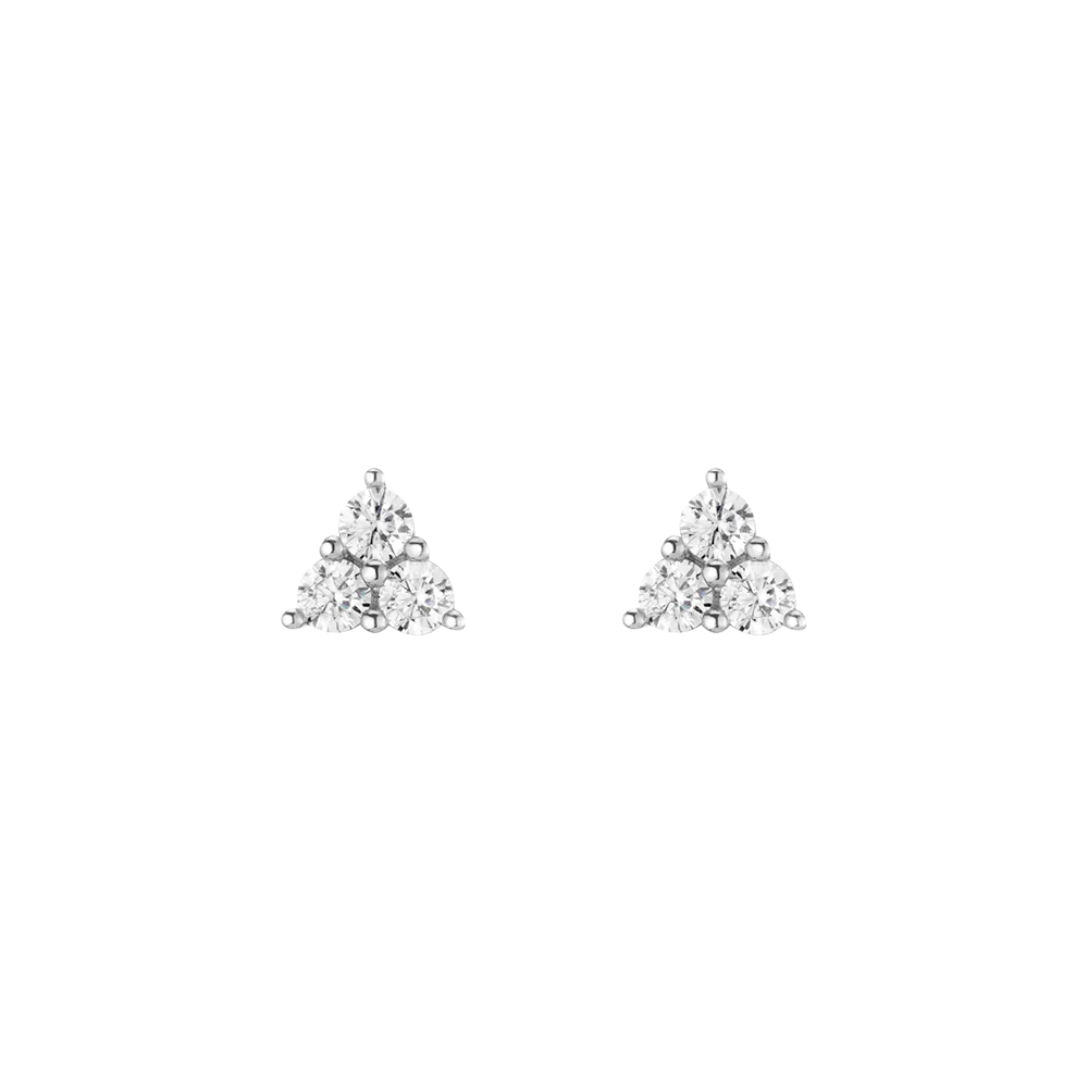 Lab Grown White Sapphire Trinity Stud Earrings