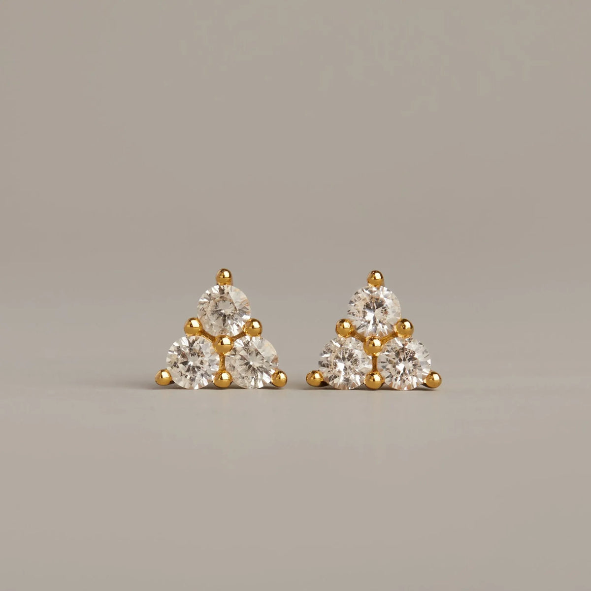 Lab Grown White Sapphire Trinity Stud Earrings