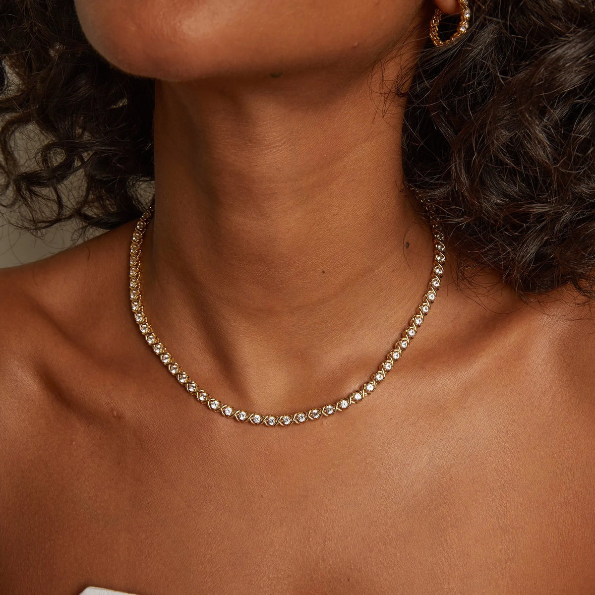Lab Grown White Sapphire X Estate Tennis Necklace
