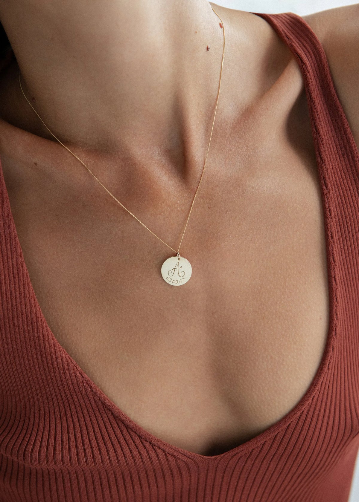Large Hand-Engraved Disc Pendant in Solid Gold