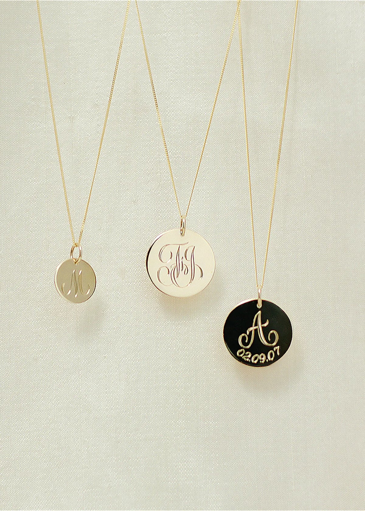 Large Hand-Engraved Disc Pendant in Solid Gold