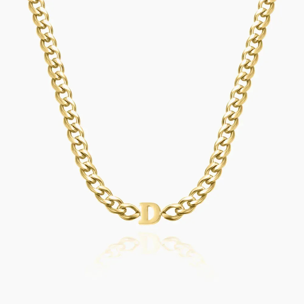 Letter Choker with XL Cuban Chain