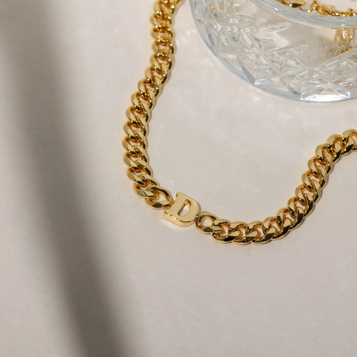 Letter Choker with XL Cuban Chain