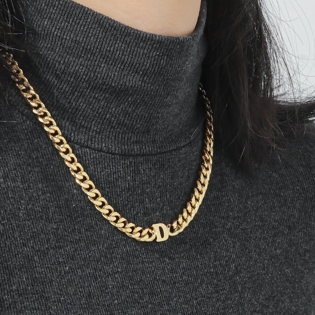 Letter Choker with XL Cuban Chain