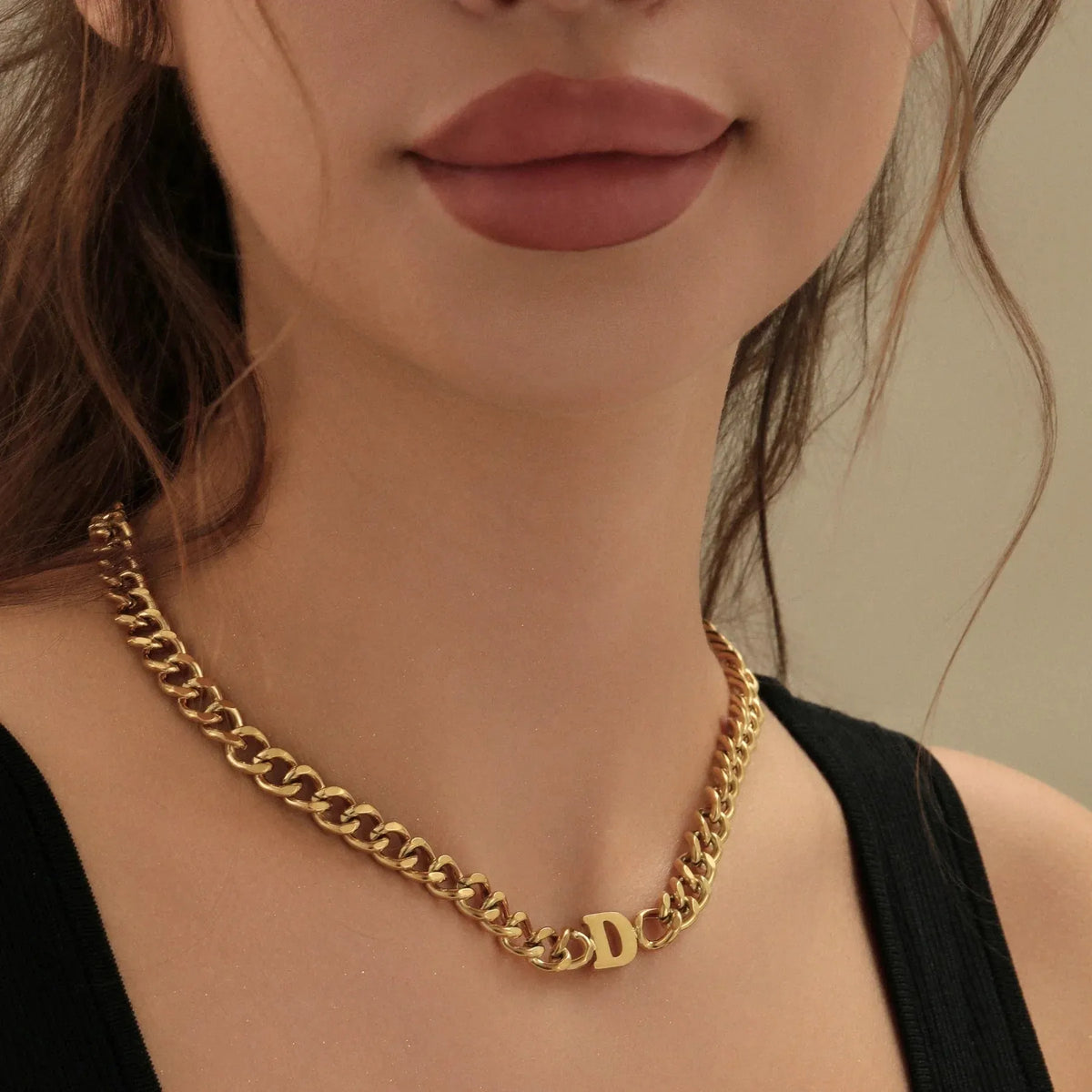 Letter Choker with XL Cuban Chain