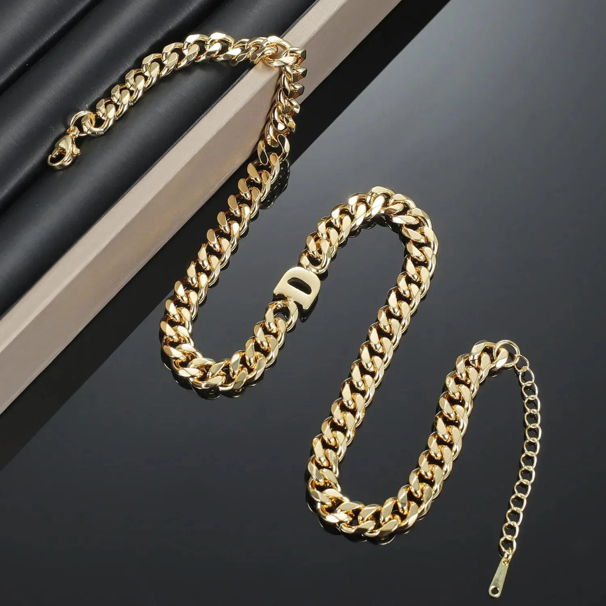 Letter Choker with XL Cuban Chain