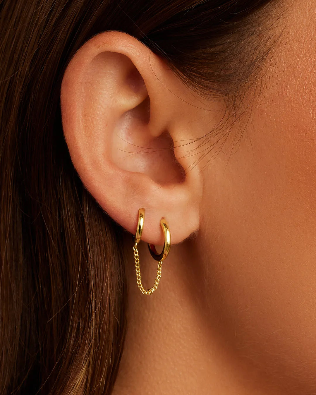 Lou Double Single Huggie in 18K Gold Plated
