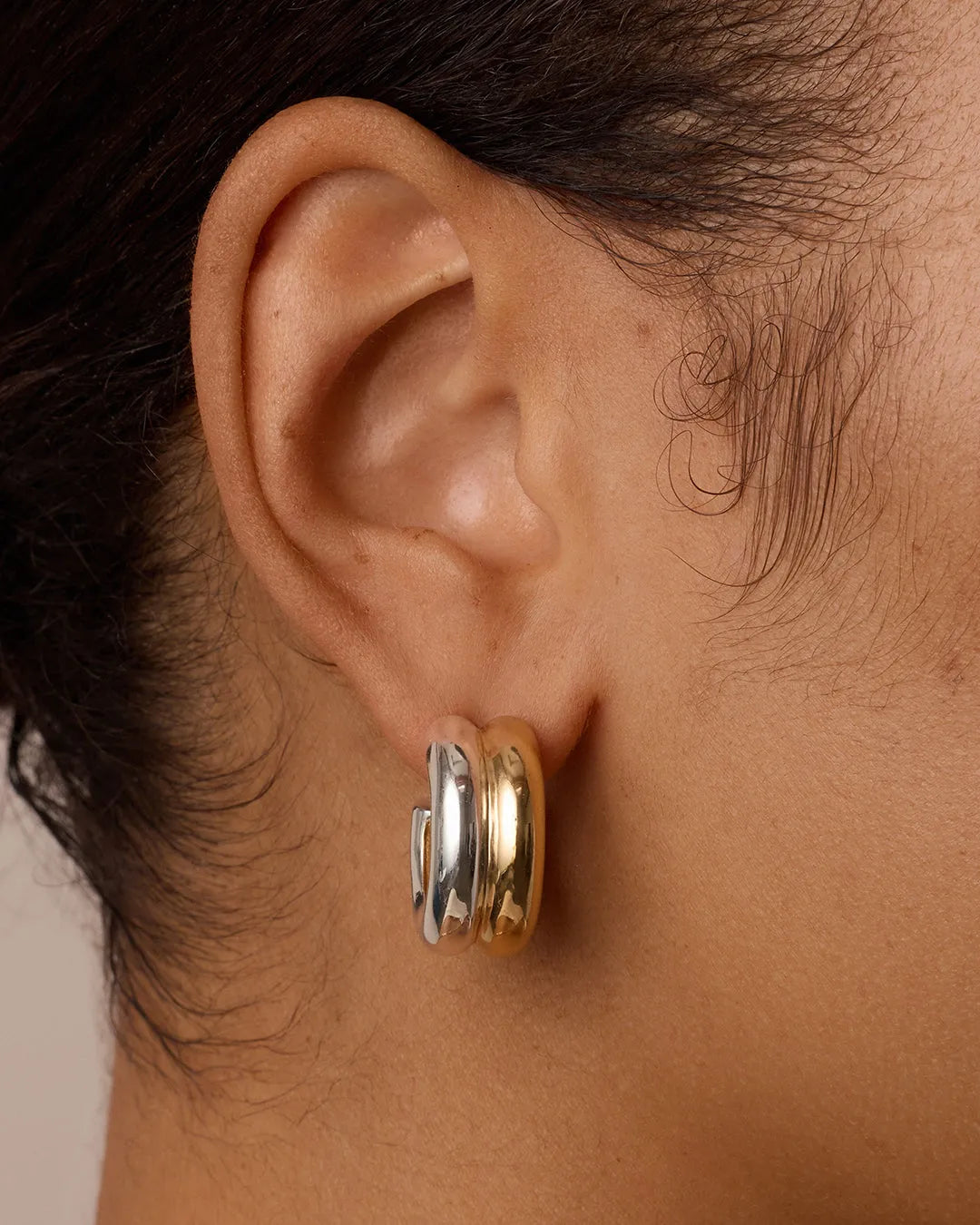 Lou Mixed Stacked Hoops in 18K Gold Plated