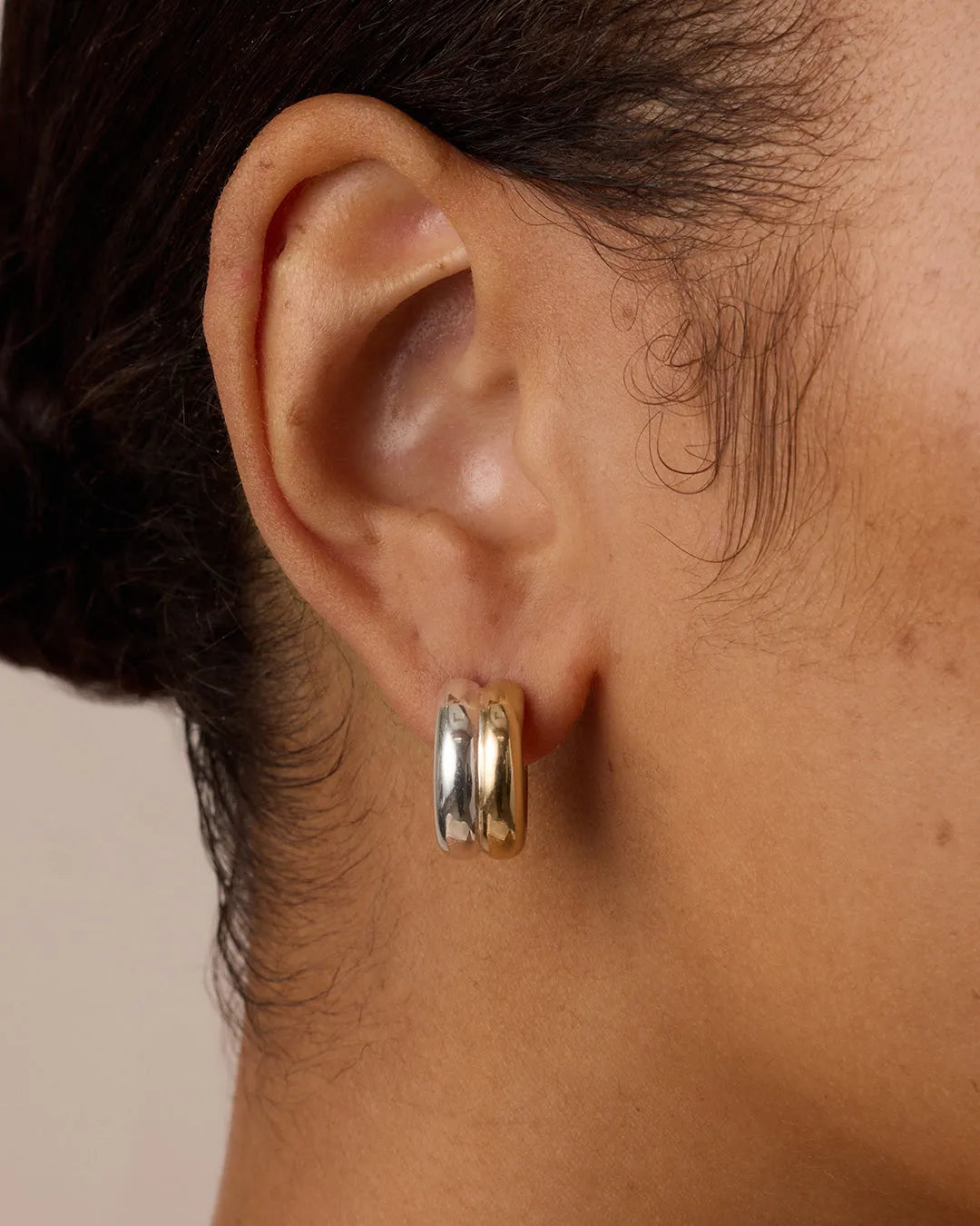 Lou Mixed Stacked Huggies in 18K Gold Plated