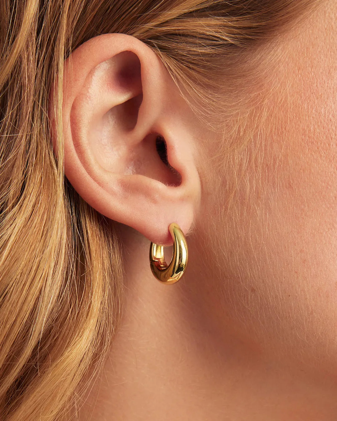 Lou Oval Huggies in 18K Gold Plated