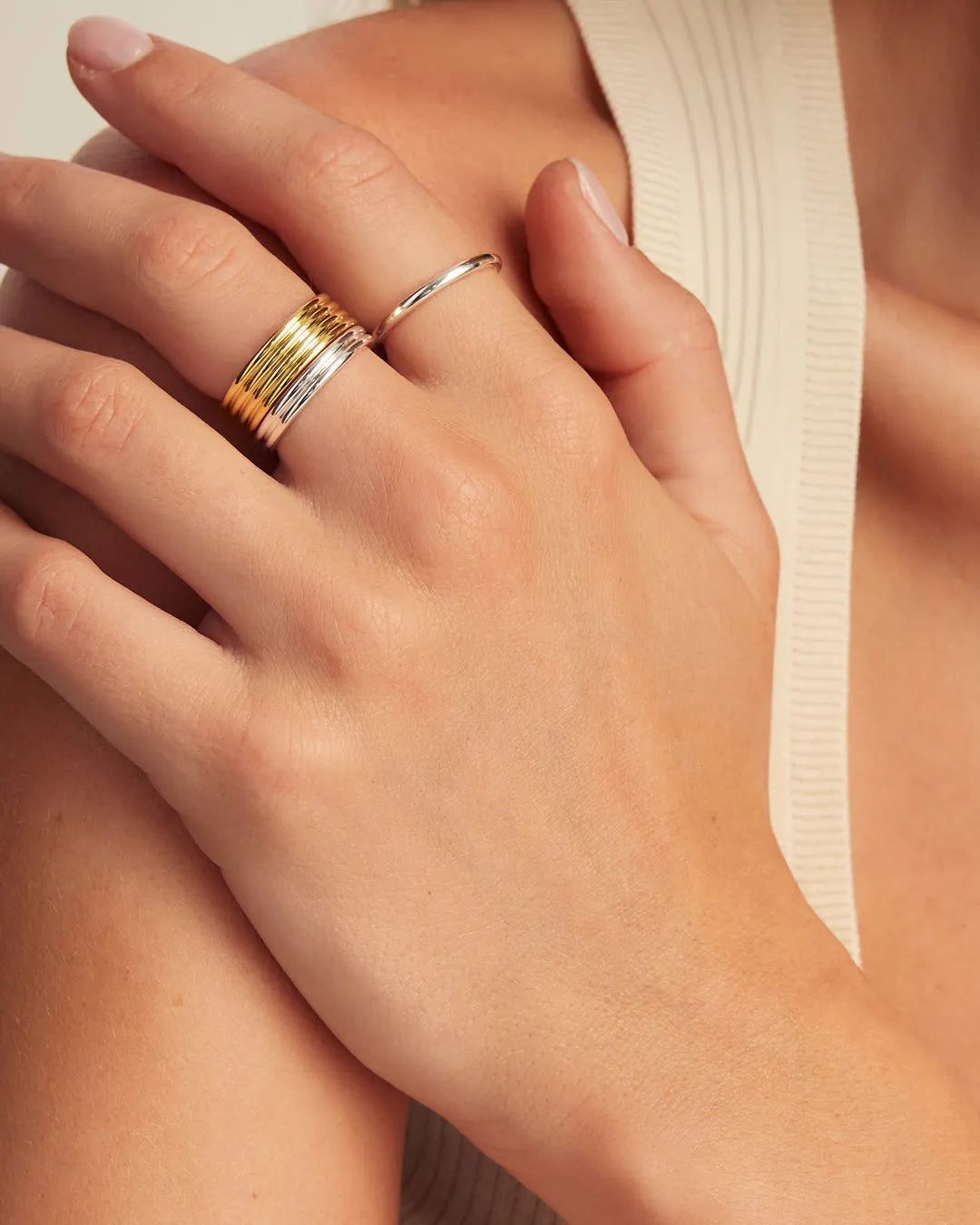 Melrose Mixed Ring Set in 18K Gold Plated
