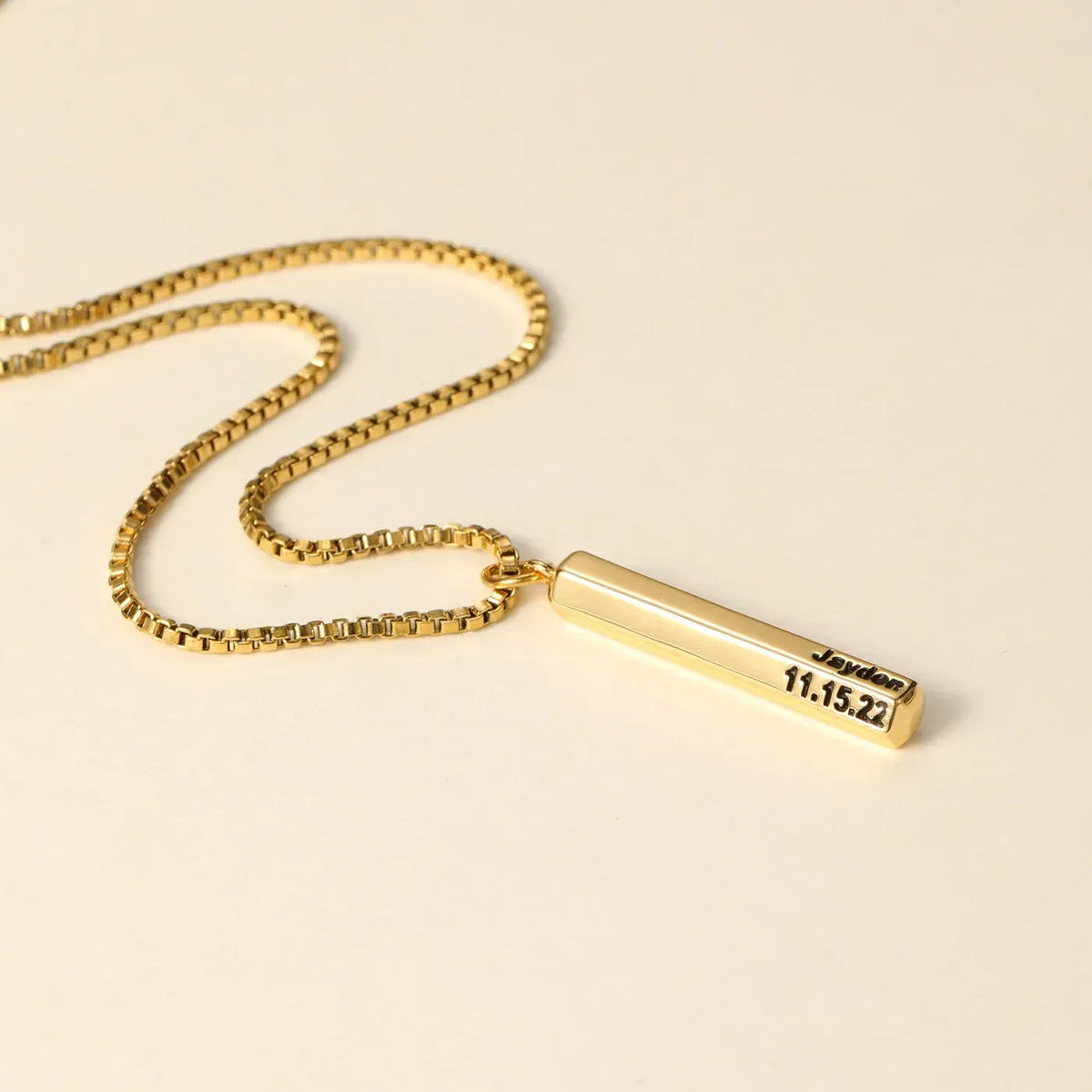 Men's 3D Hexagon Name Pendant Necklace