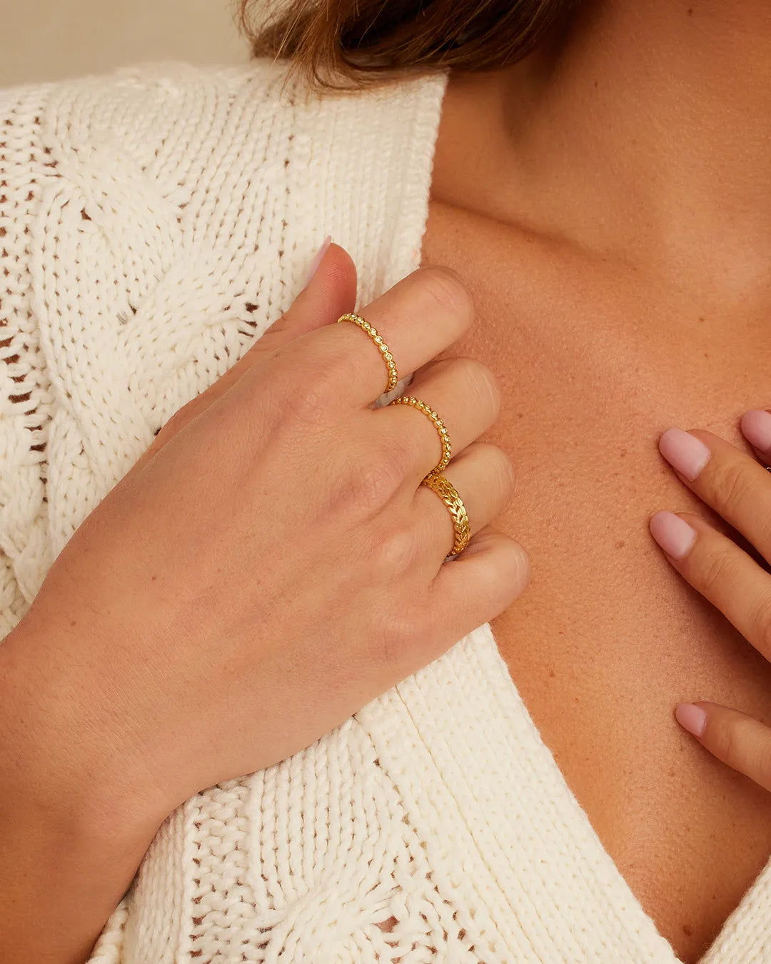 Mini Stackable Ring Set in 18K Gold Plated