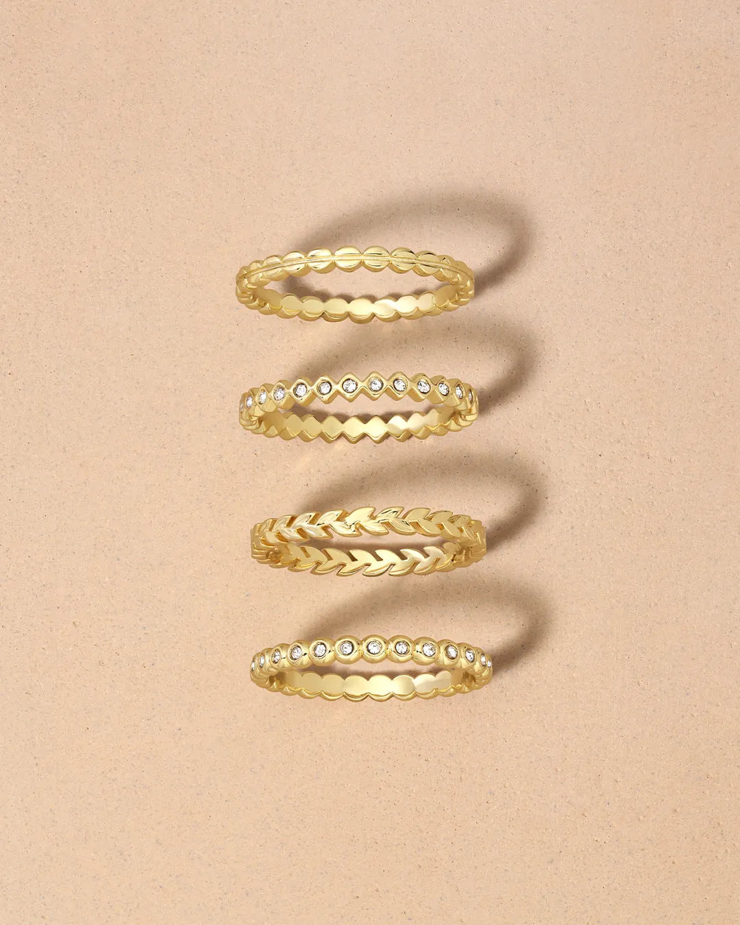 Mini Stackable Ring Set in 18K Gold Plated