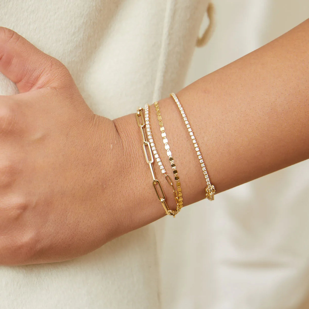 Mirror Chain Bracelet in 14K Gold