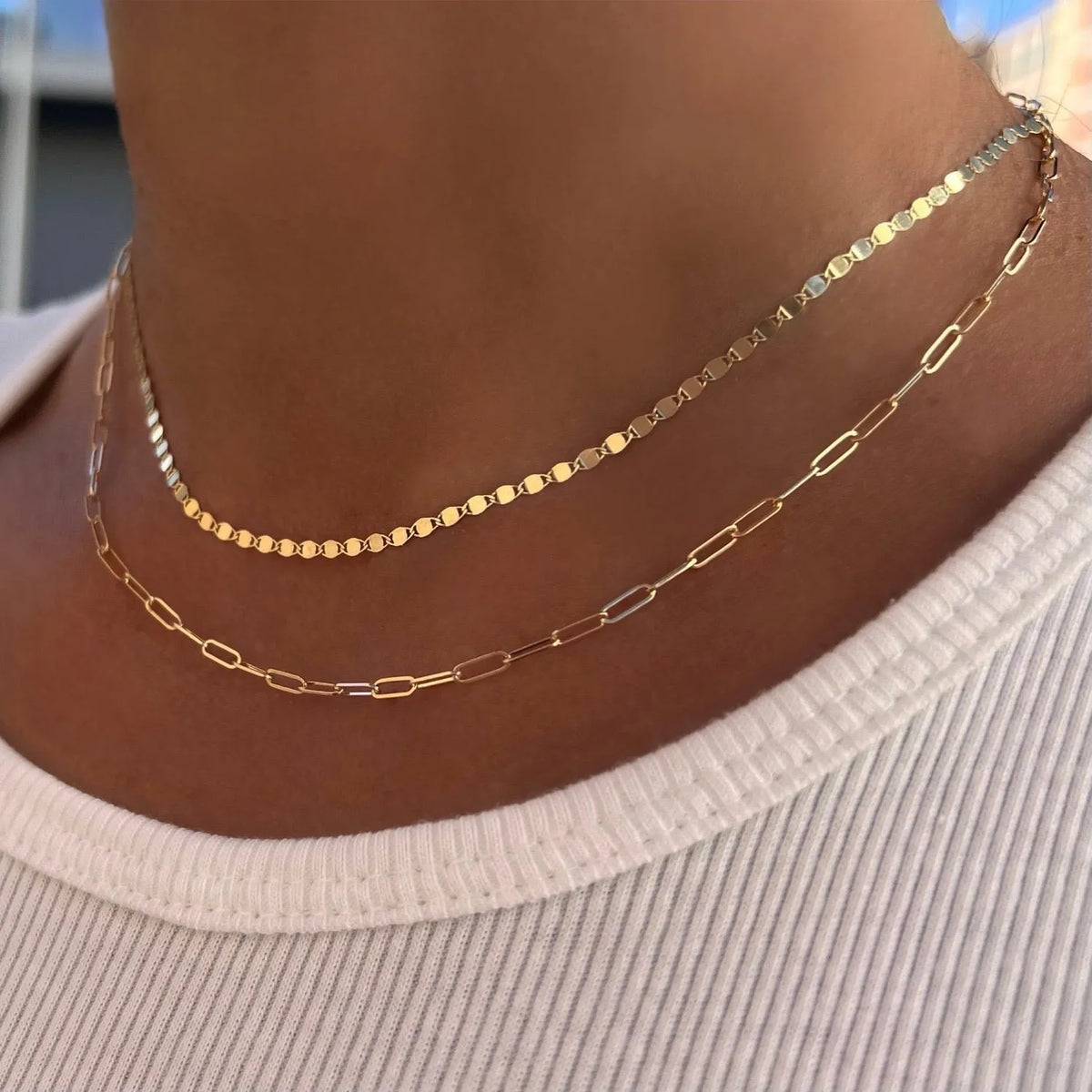 Mirror Chain Necklace in 14K Gold