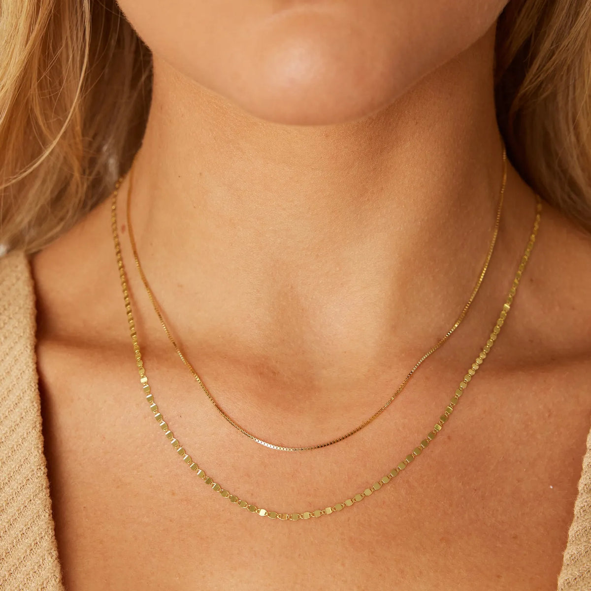 Mirror Chain Necklace in 14K Gold