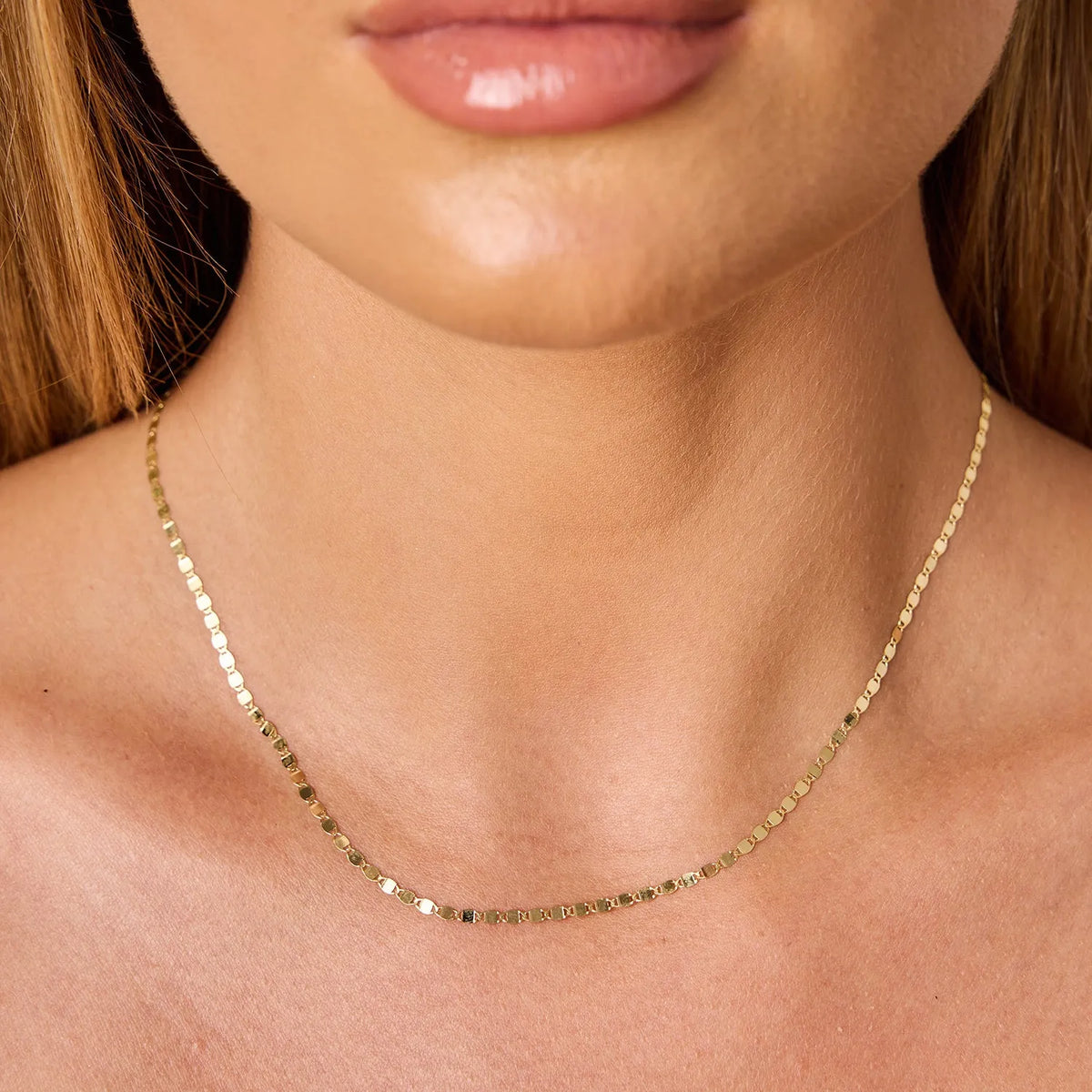 Mirror Chain Necklace in 14K Gold
