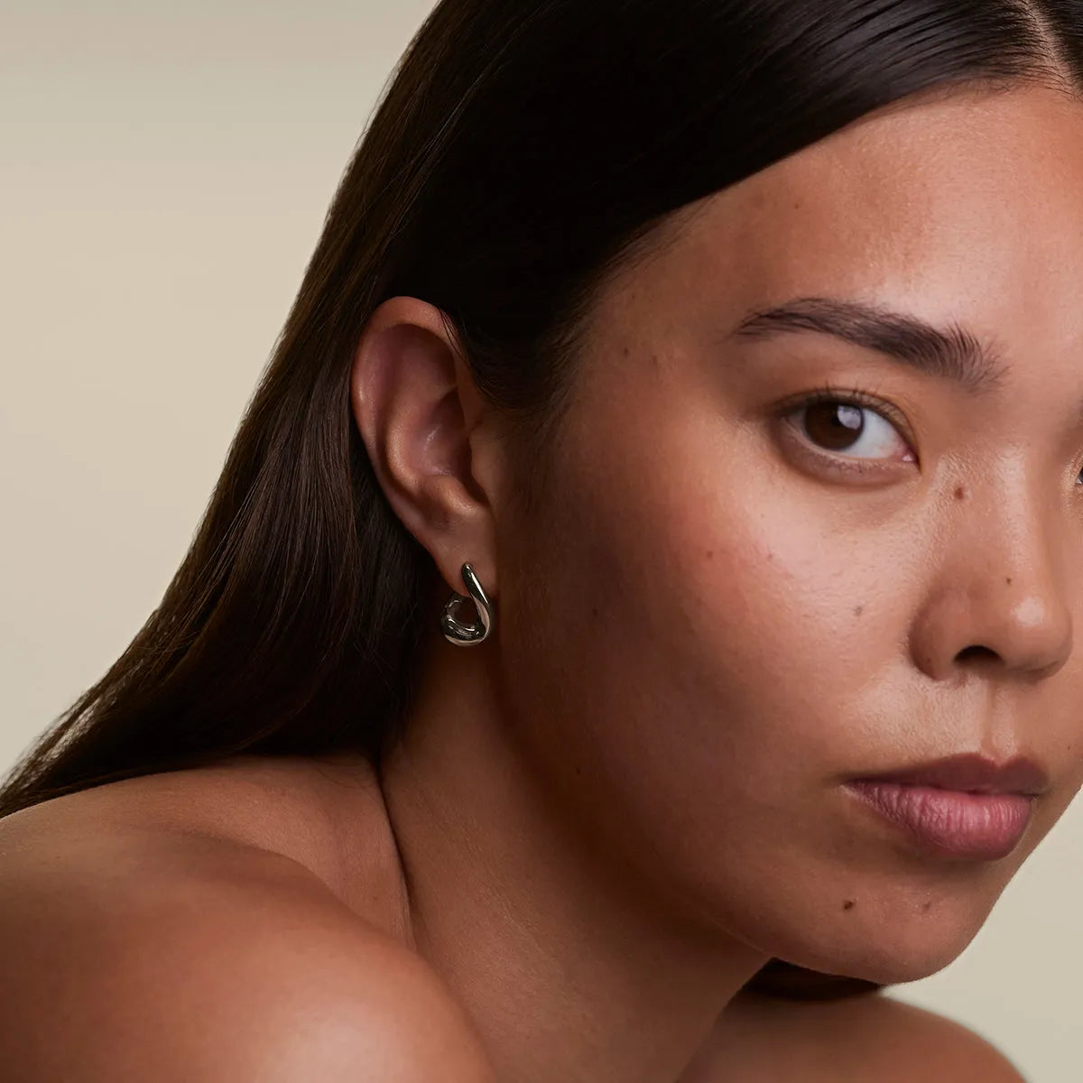 Molten Hoop Earrings in Silver