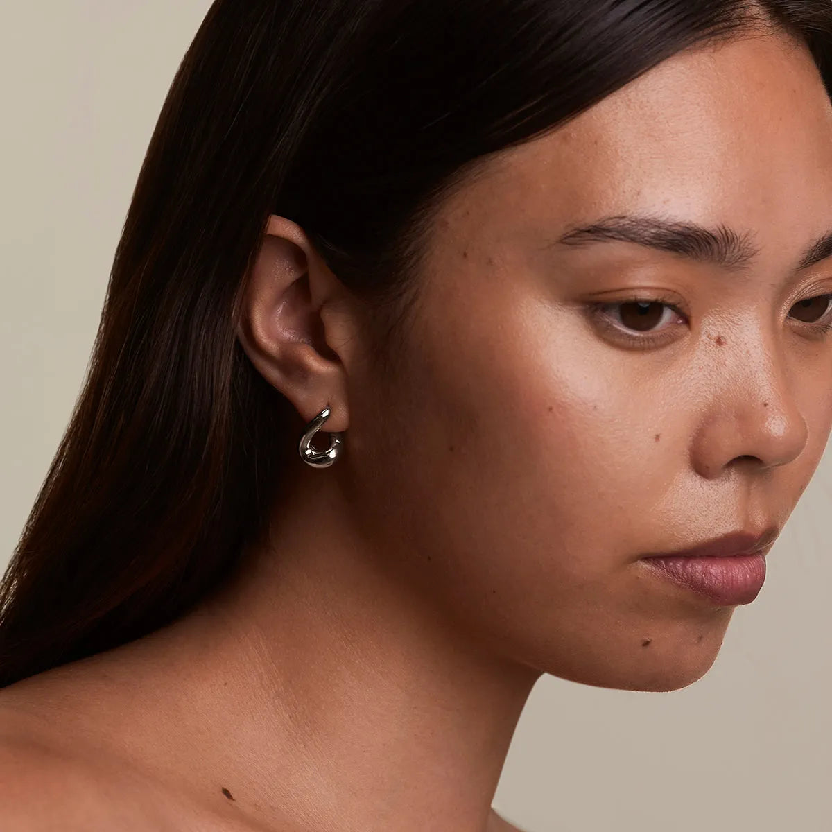 Molten Hoop Earrings in Silver