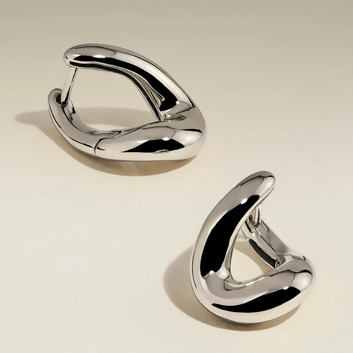Molten Hoop Earrings in Silver