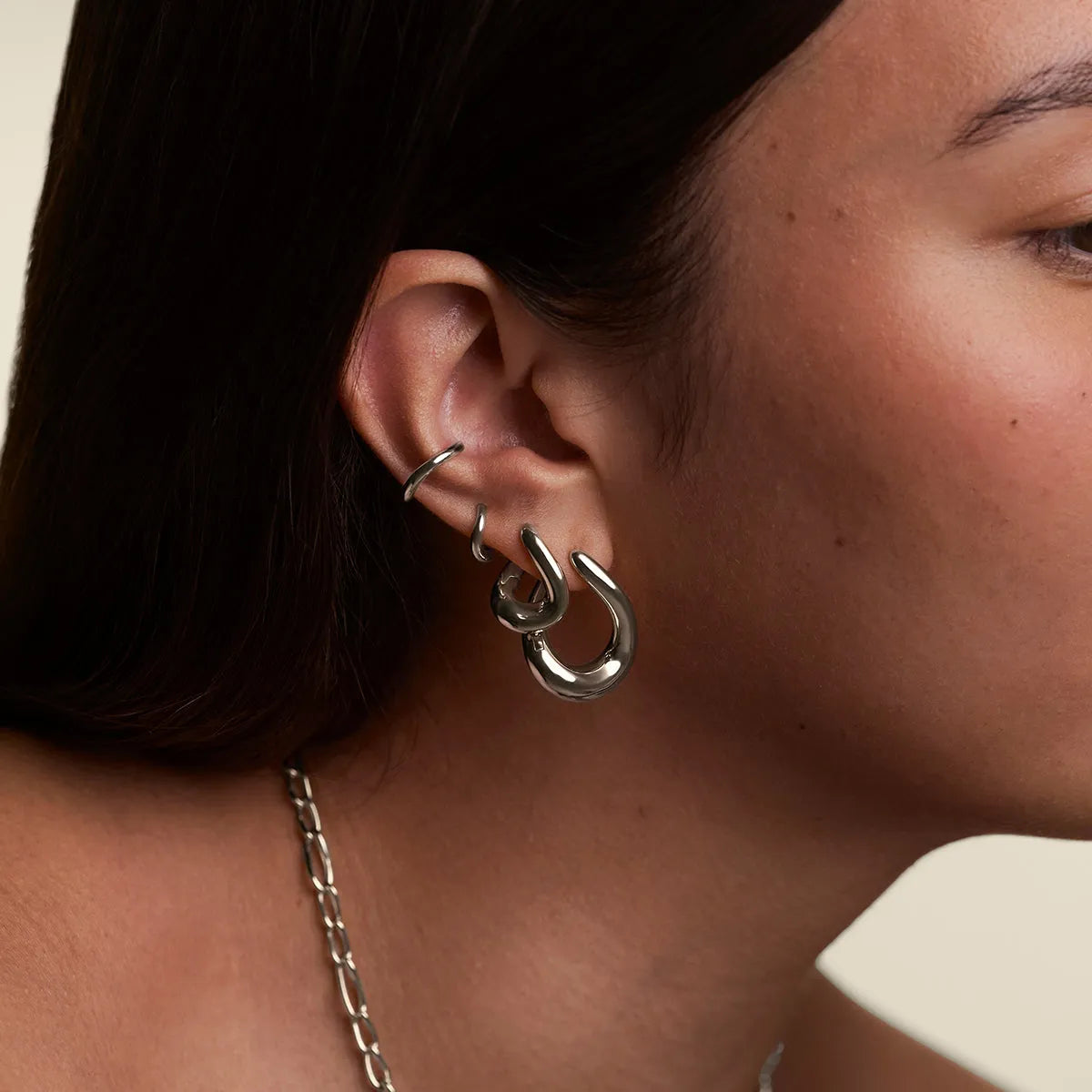 Molten Hoop Earrings in Silver