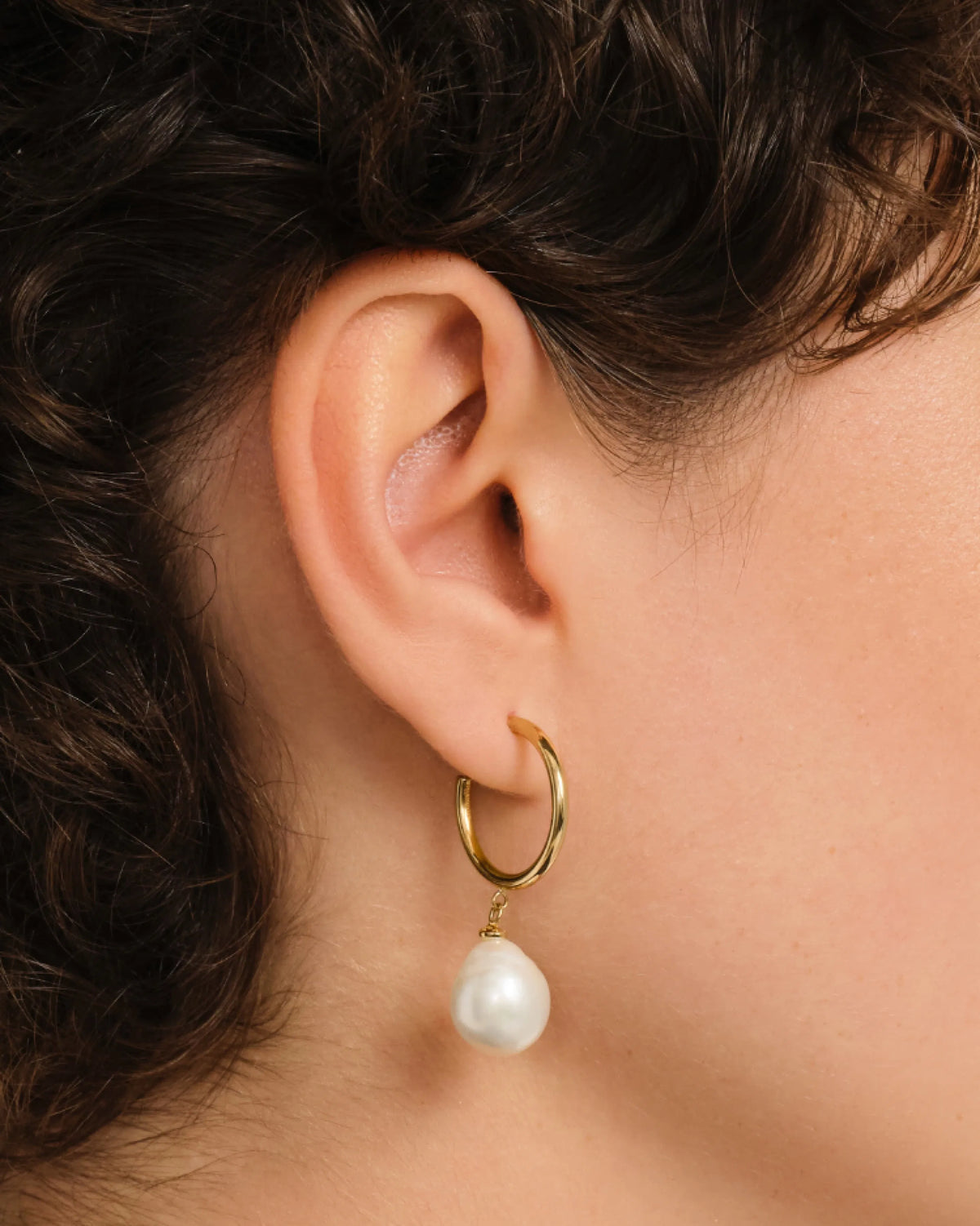 Monaco Baroque Pearl Hoop Earrings