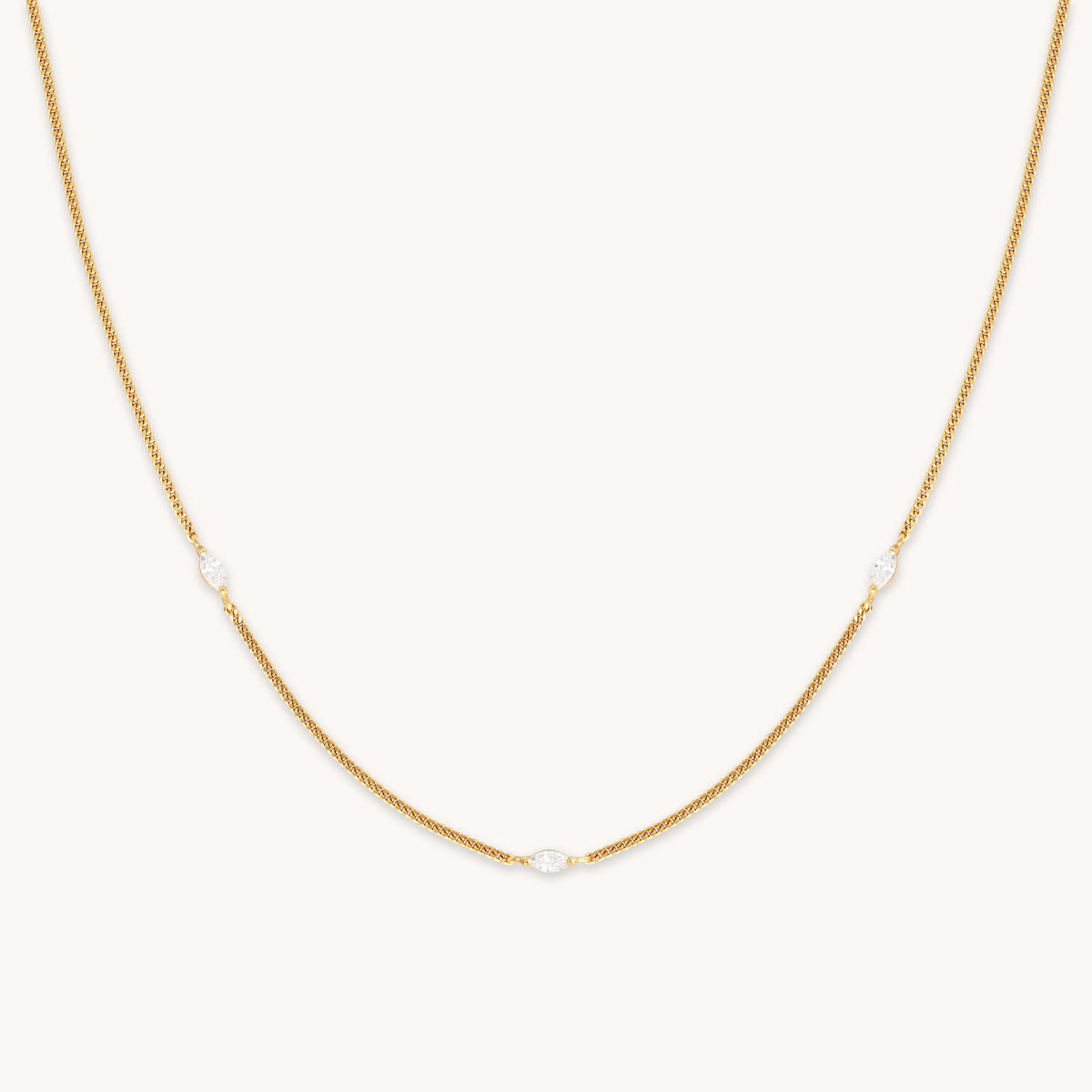 Navette Crystal Necklace in Gold