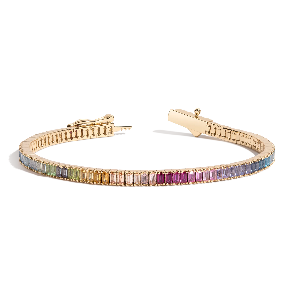 Ombré Rainbow Baguette Tennis Bracelet