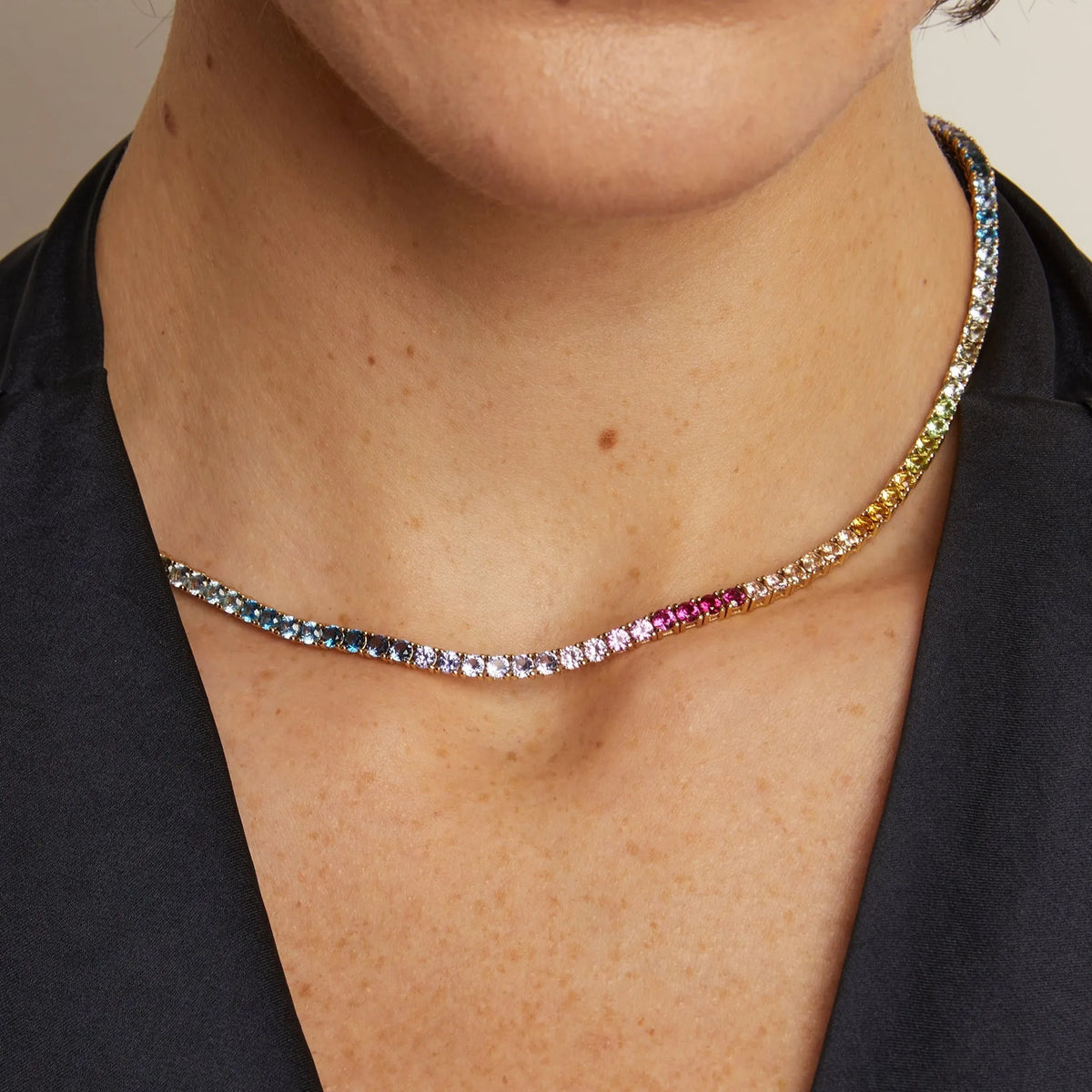Ombré Rainbow Tennis Necklace