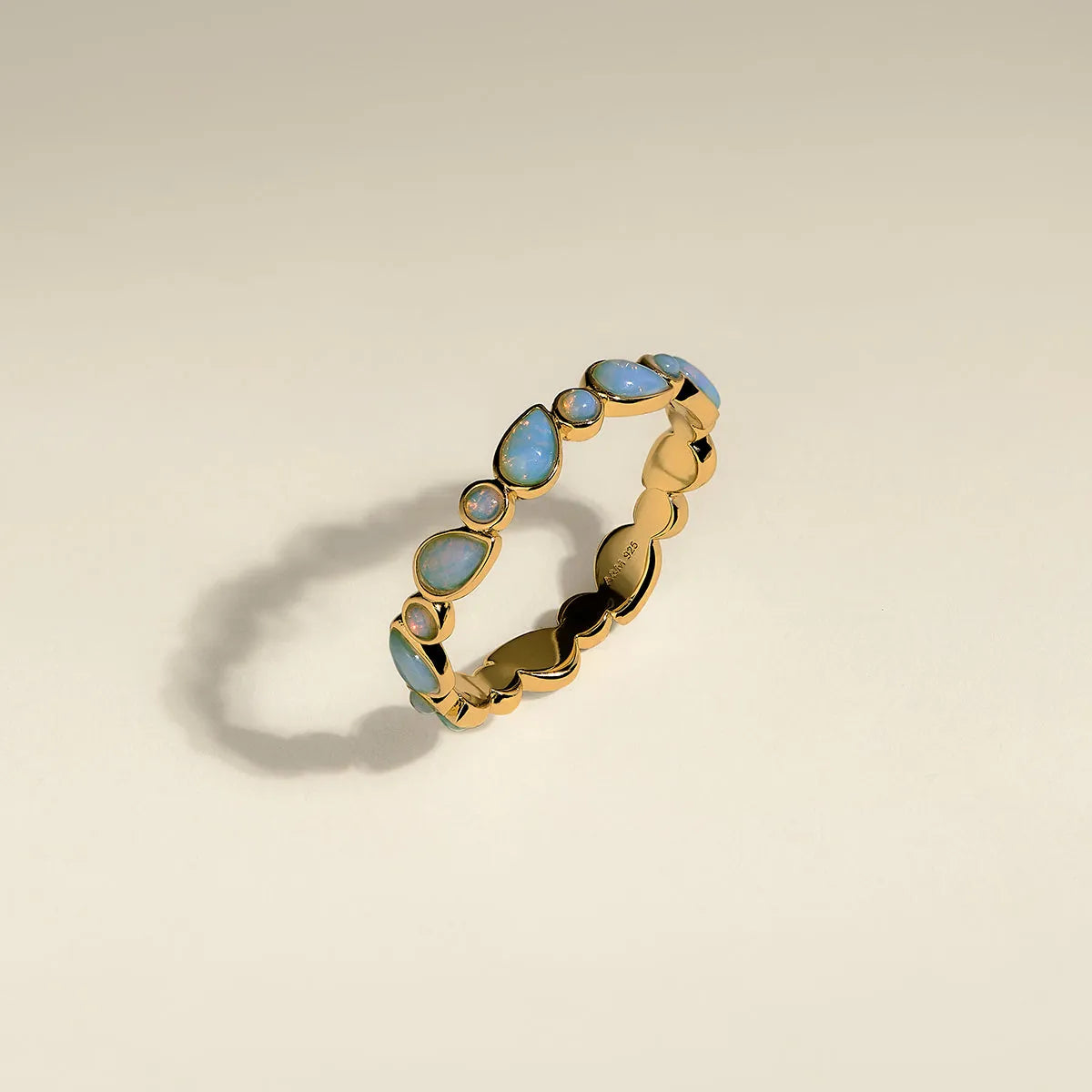 Opal Bezel Band Ring in Gold