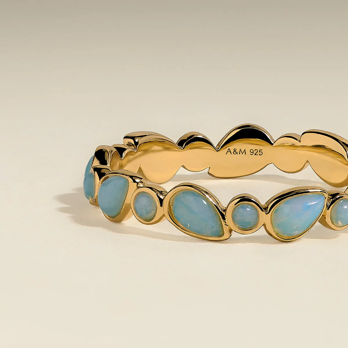 Opal Bezel Band Ring in Gold