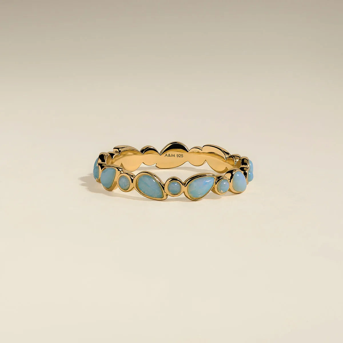 Opal Bezel Band Ring in Gold
