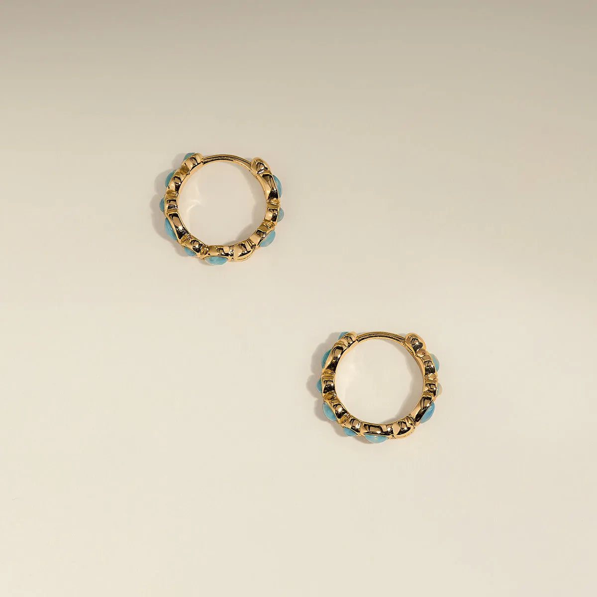 Opal Bezel Hoops in Gold