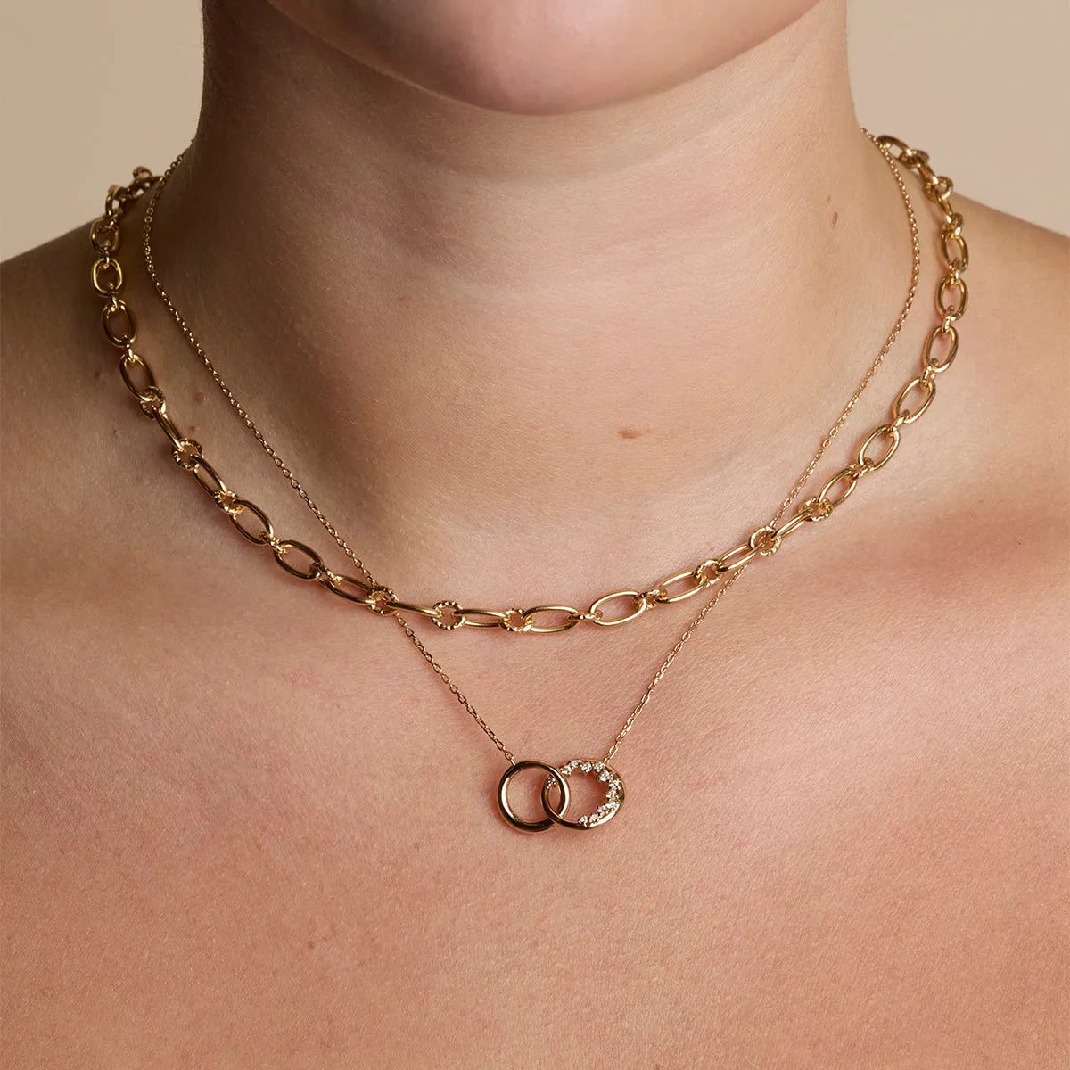Orbit Crystal Pendant Necklace in Gold