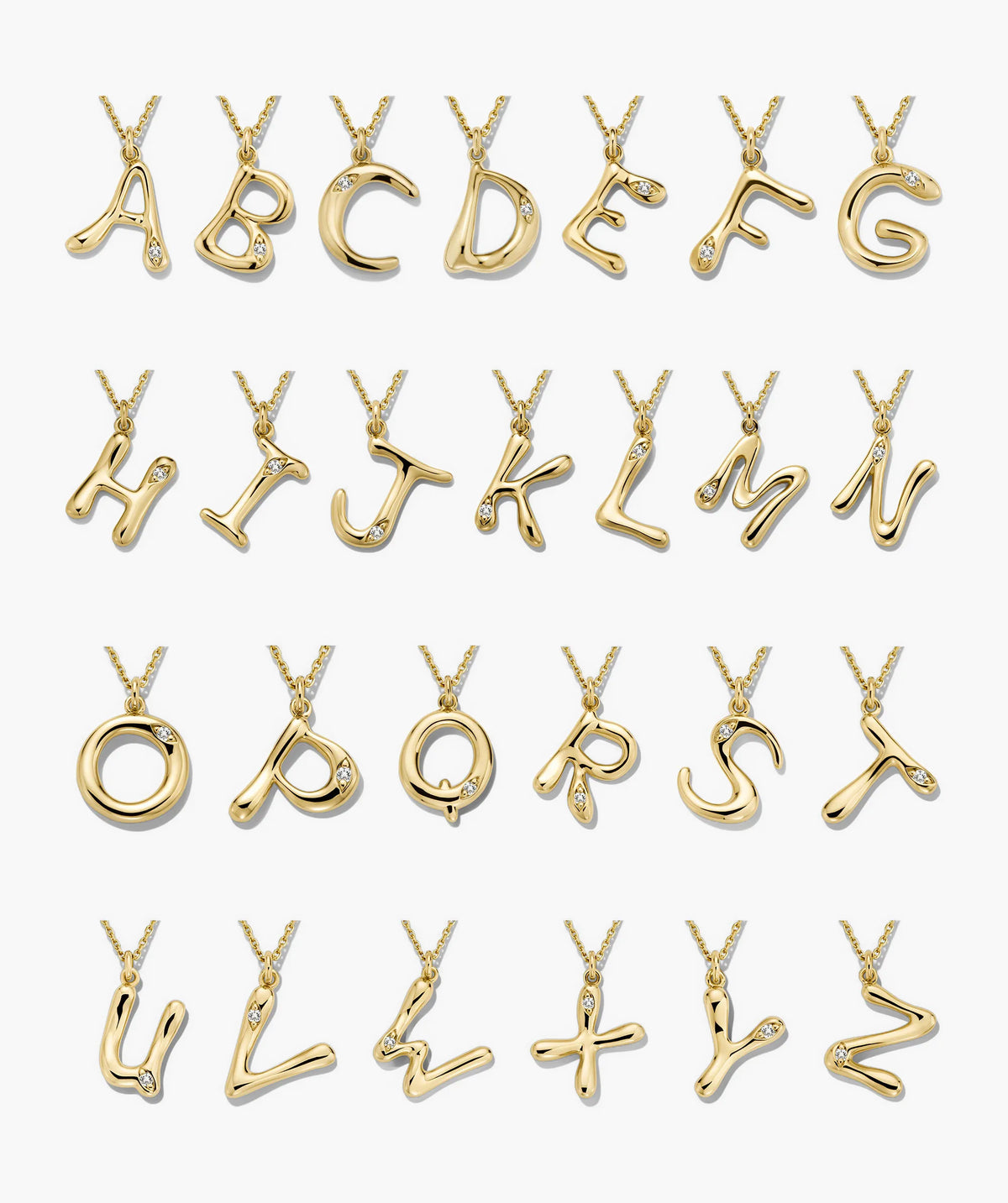 Organic Dôme Liquid Letter Pendant Necklace