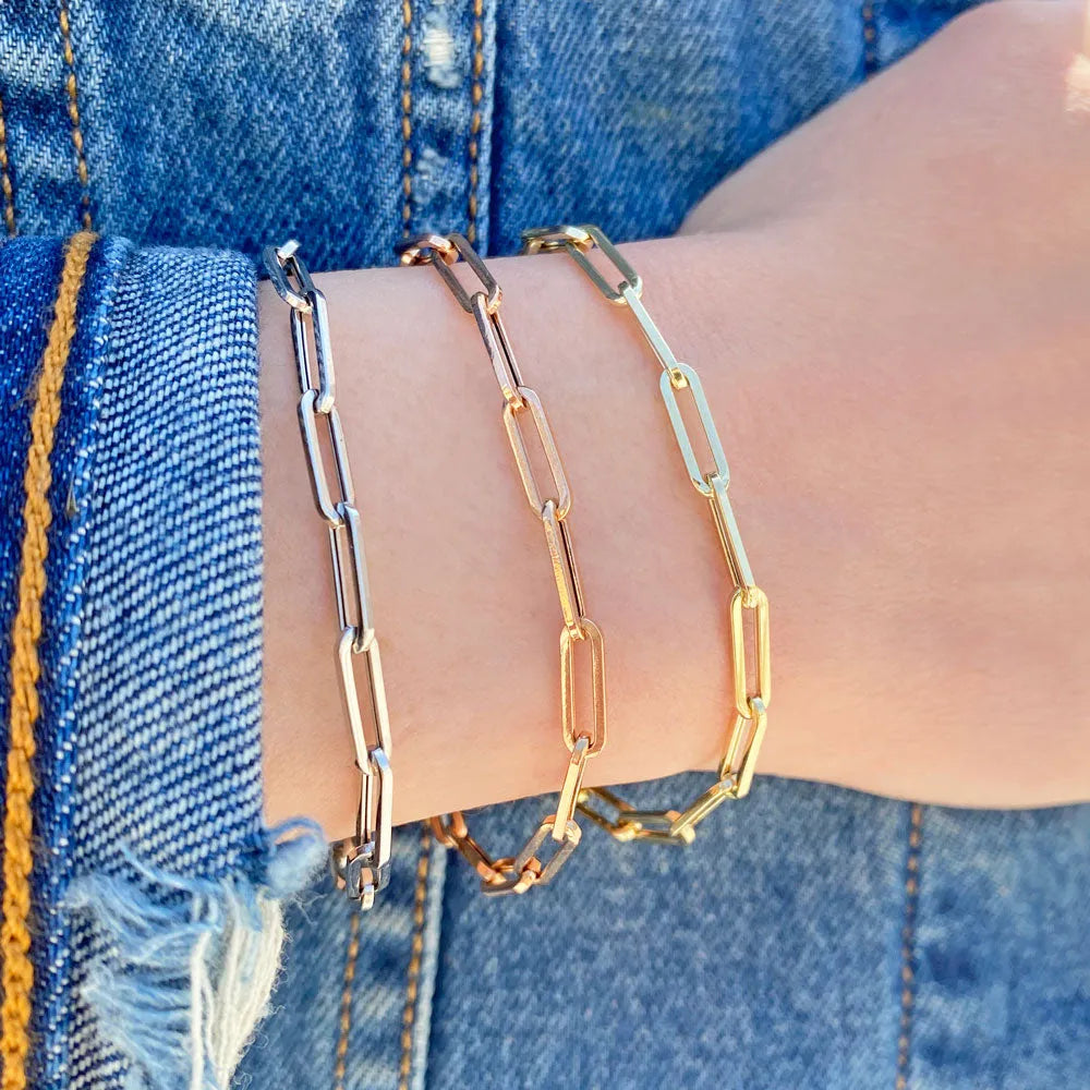 Paperclip Chain Bracelet in 14K Gold