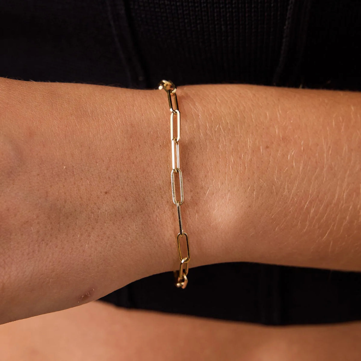 Paperclip Chain Bracelet in 14K Gold