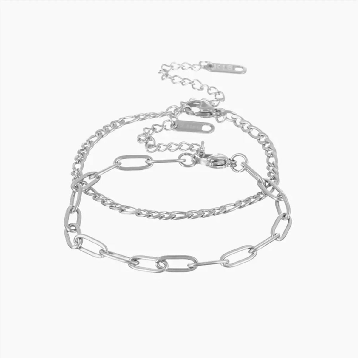Paperclip Figaro Bracelet Set