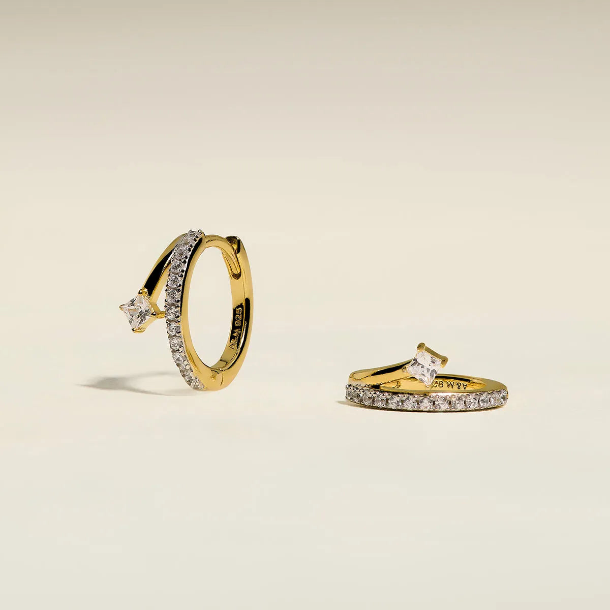 Pavé Crystal Illusion Huggies in Gold