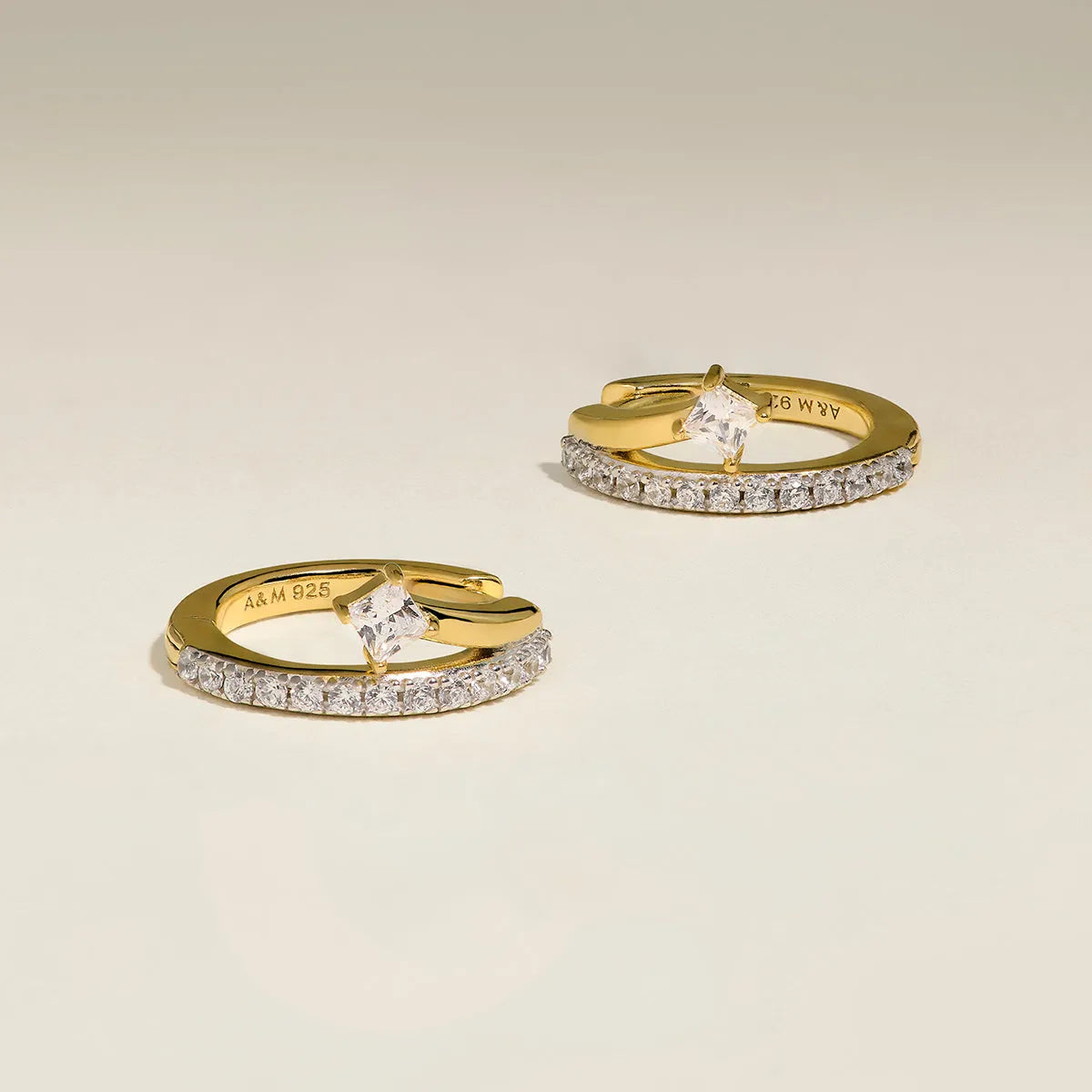 Pavé Crystal Illusion Huggies in Gold