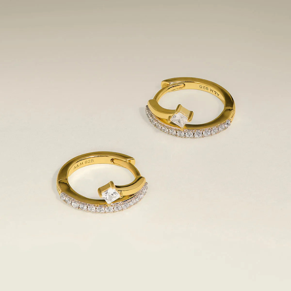 Pavé Crystal Illusion Huggies in Gold