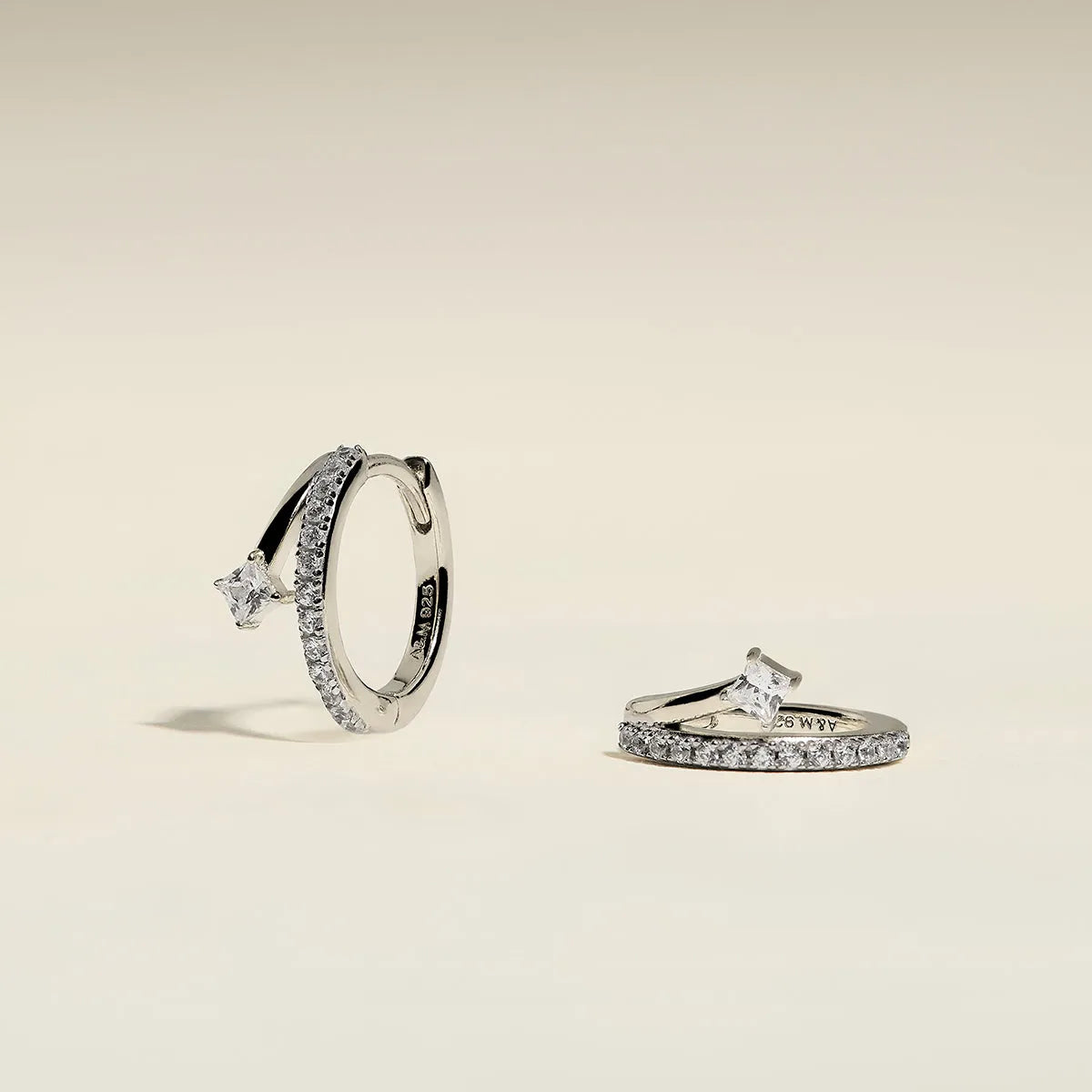Pavé Crystal Illusion Huggies in Silver