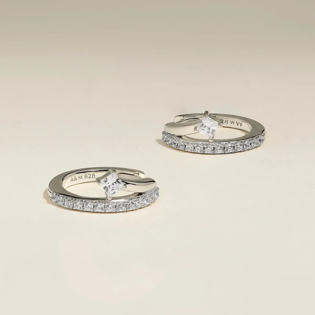 Pavé Crystal Illusion Huggies in Silver