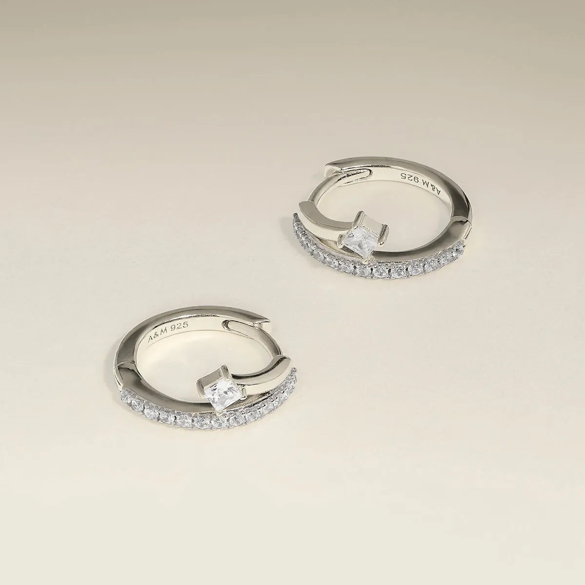 Pavé Crystal Illusion Huggies in Silver